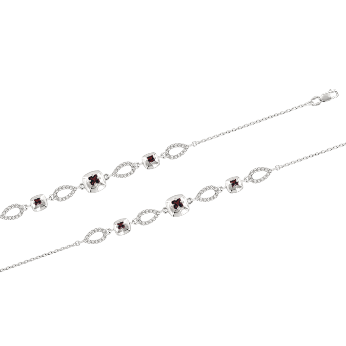 Niedliches Armband aus Silber 925 mit Granat und Zirkonia, Länge ca. 19 cm