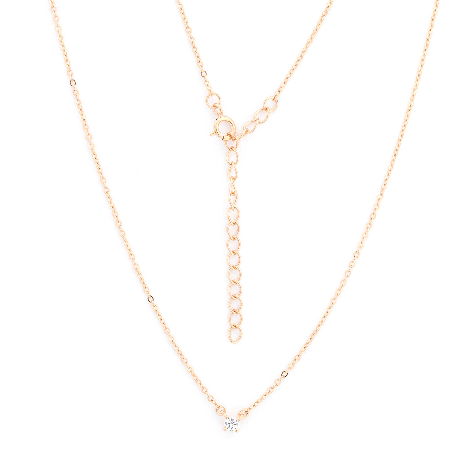 Collier aus 925 Silber mit kleinem Zirkonia in Krappenfassung, vergoldet