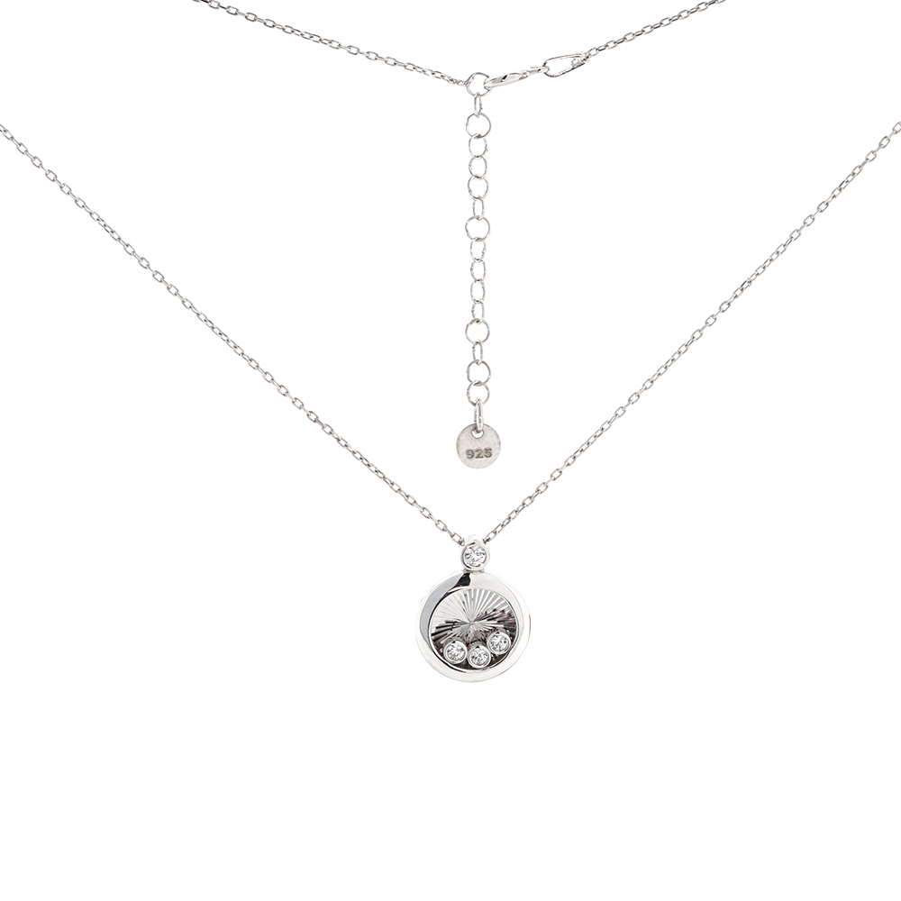 Halskette mit rundem Anhänger aus 925 Silber mit Swarovski-Kristallen