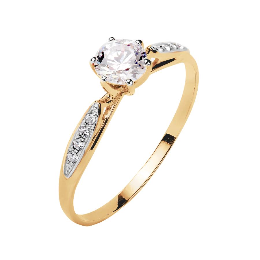 Schöner Damenring aus 585er Gelbgold mit Zirkonia