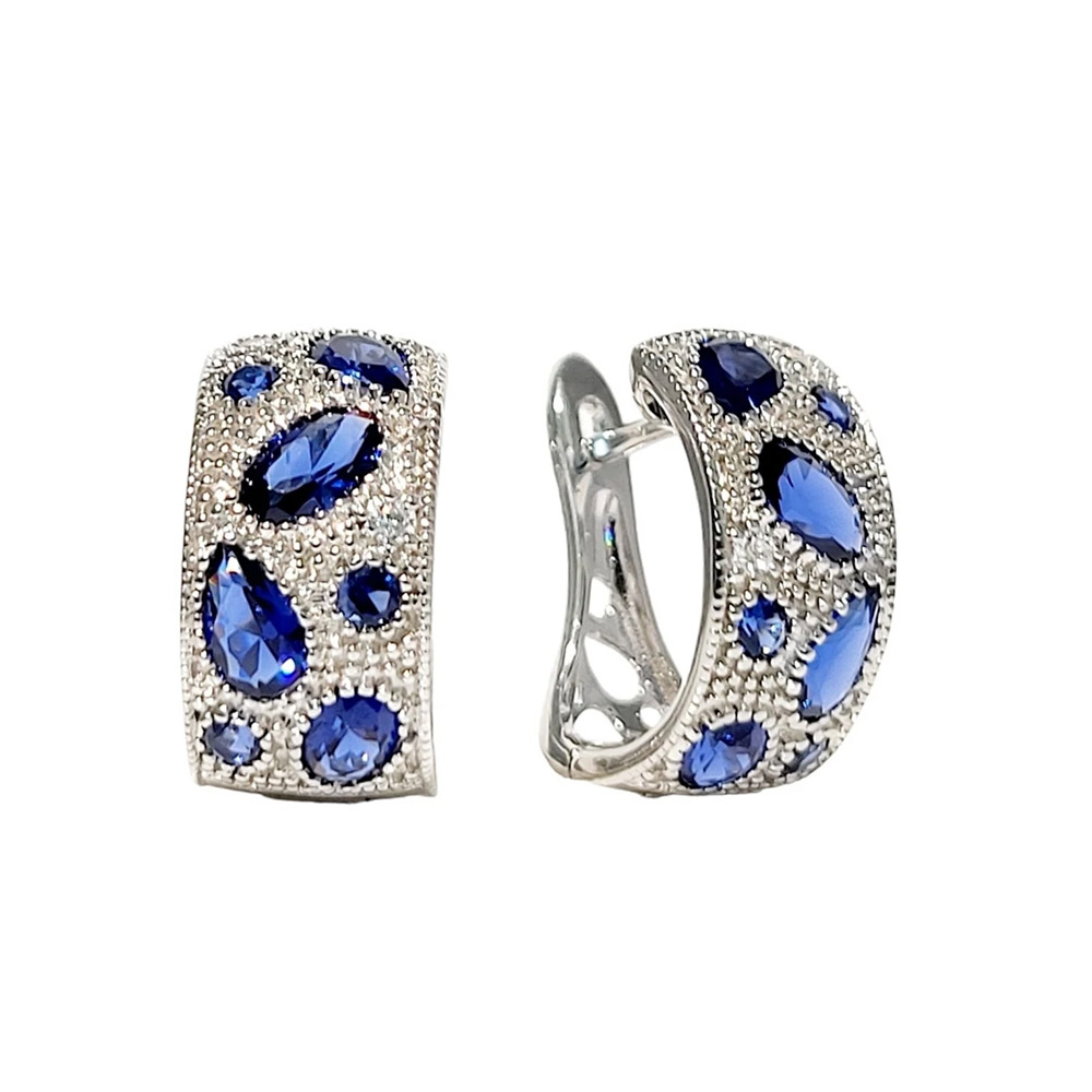 Sokolov Ohrringe 925 Silber mit farblosen und blauen Zirkonia