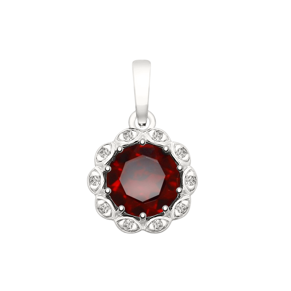 Eleganter Anhänger aus Silber 925 mit Granat und Zirkonia, Höhe ca. 18 mm