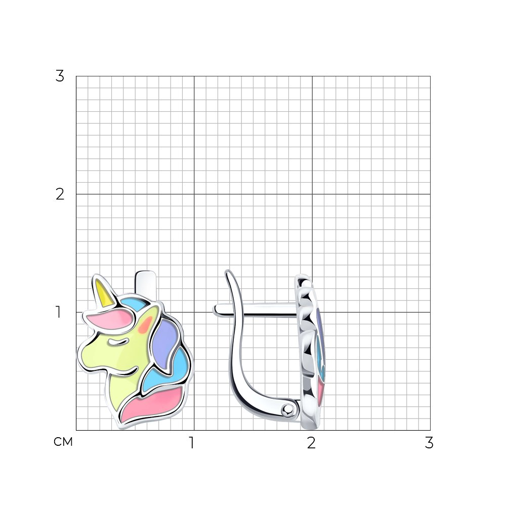Sokolov Ohrringe aus 925 Silber Einhorn mit Emaille