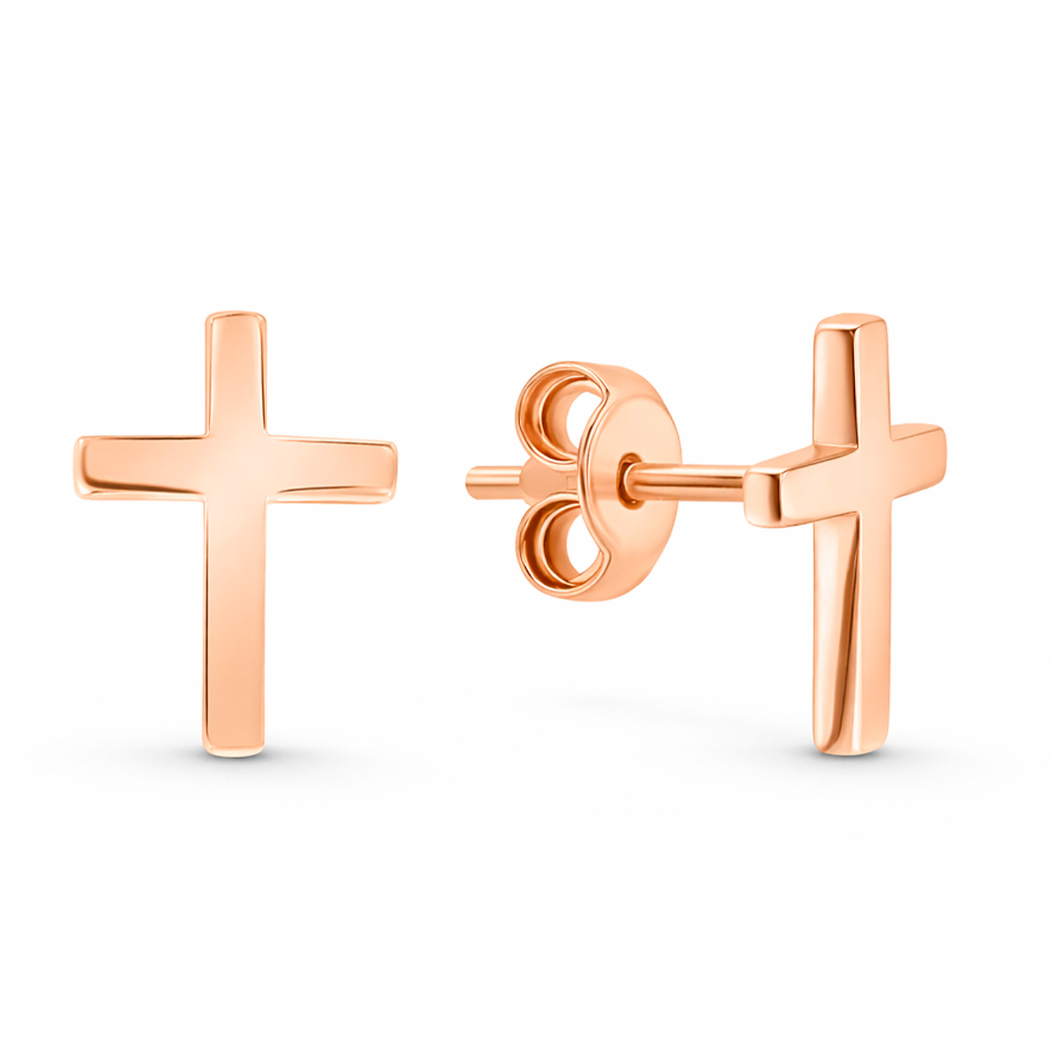 Elegante kreuzförmige Ohrstecker aus 585er Rotgold, Höhe ca. 11 mm