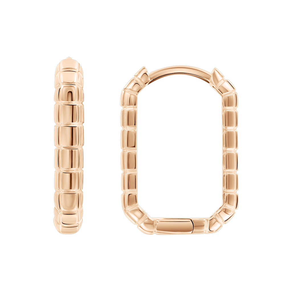 Ohrringe aus Rotgold 585 mit einem besonderen, strukturierten Design, Höhe ca. 17 mm