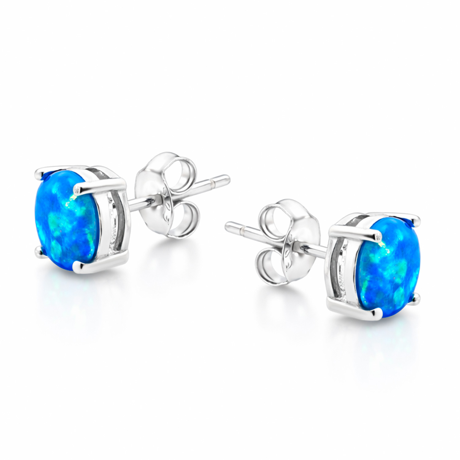 Ohrstecker aus 925 Silber mit blauem Opal