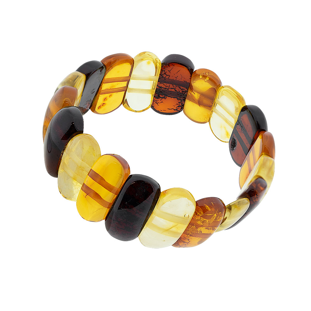 3-farbiges Stretch-Armband aus Naturbernsteinen