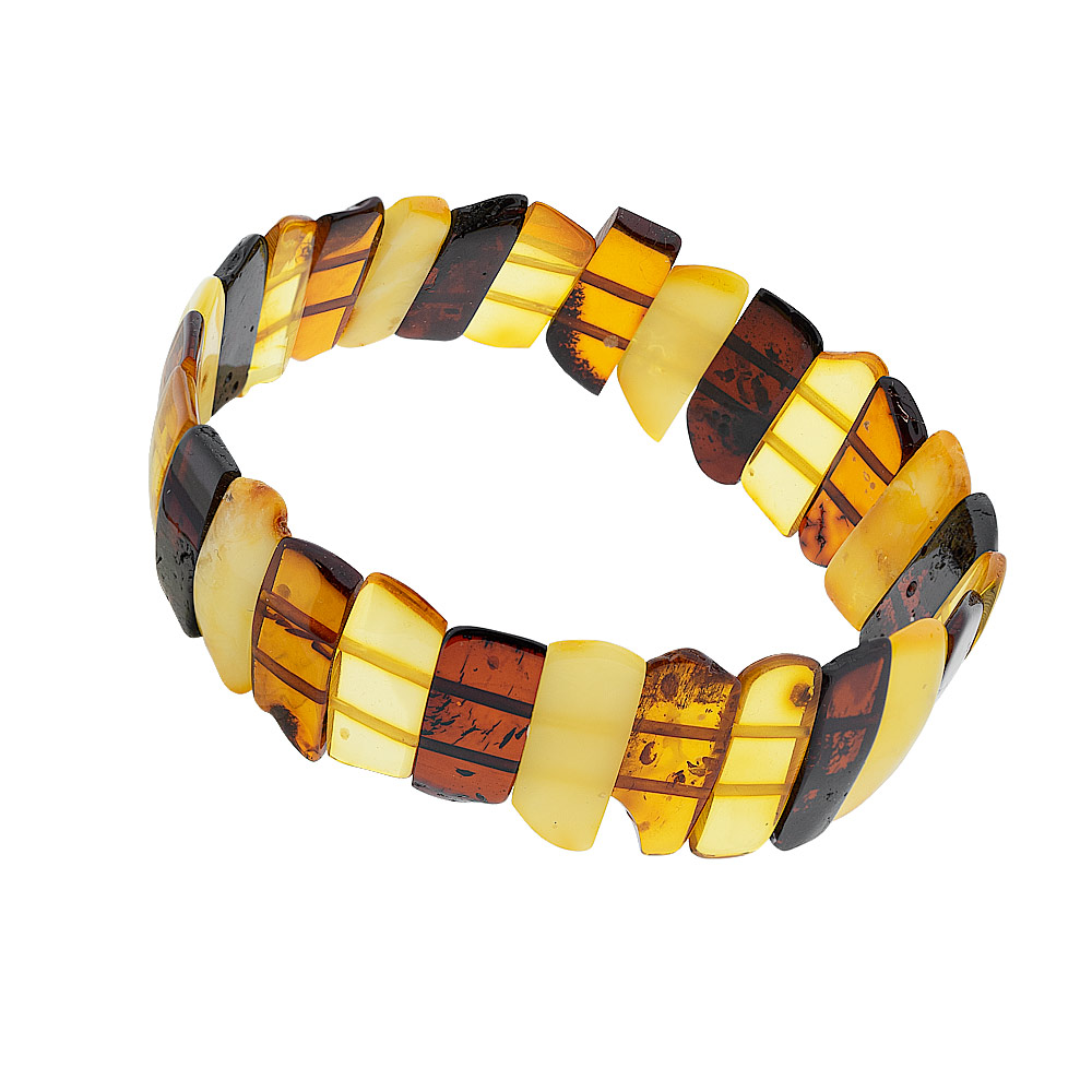 4-farbiges Stretch-Armband aus Naturbernsteinen