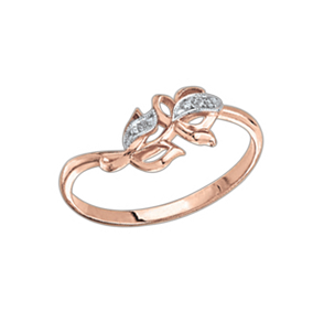 einnehmender Damenring, Rotgold  585, Zirkonia