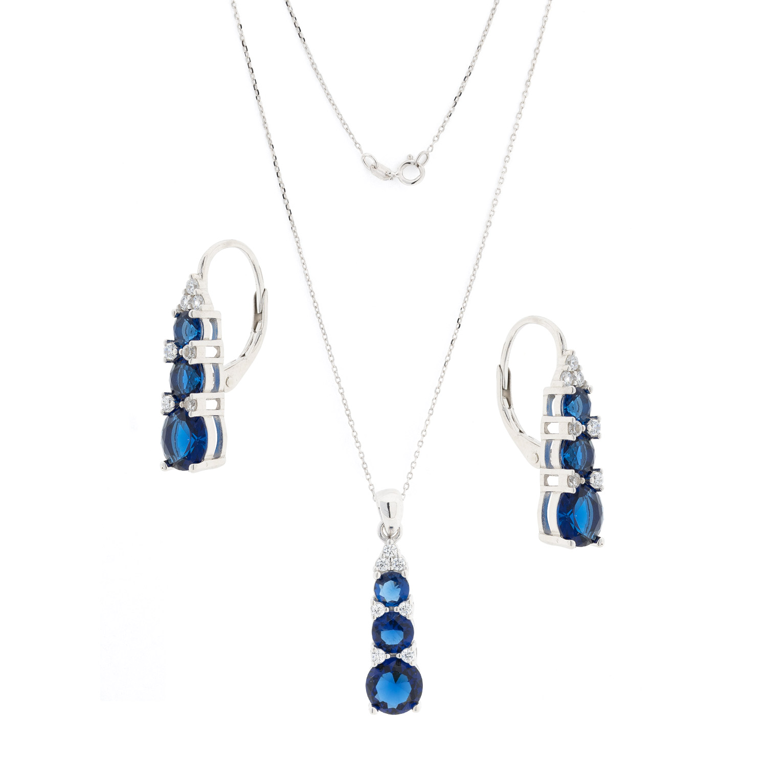 Schmuckset: Kette, Anhänger & Ohrringe aus 925 Silber mit Zirkonia