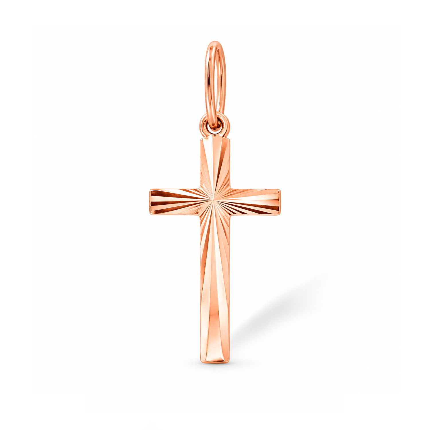 Anhänger - Kreuz aus 585er Rotgold, mit Gravur auf der Rückseite