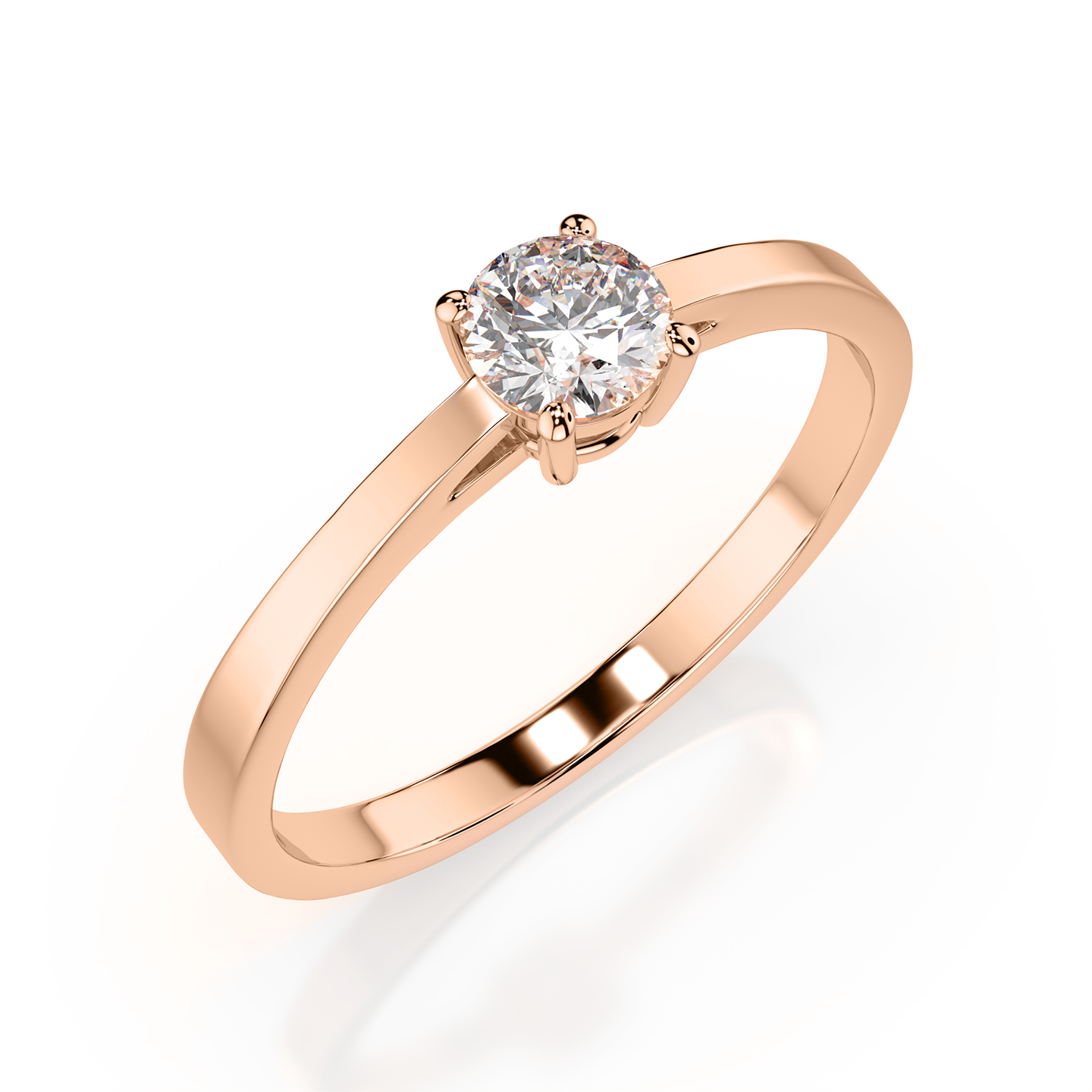 Damenring, Russisches Rotgold 585, mit Brillant ca. 0,30 ct. GSI, Durchmesser ca. 4,2 mm