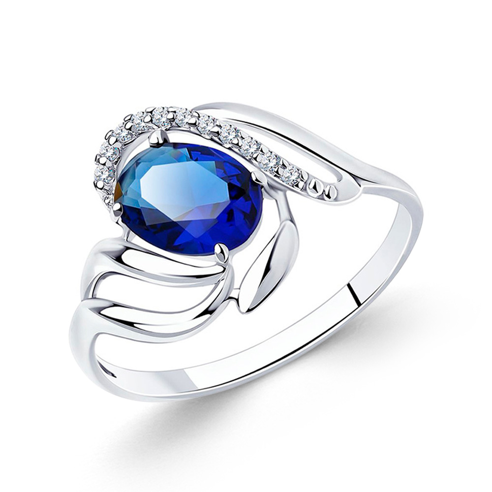 Sokolov Damenring aus 925 Silber mit blauen und farblosen Zirkonia