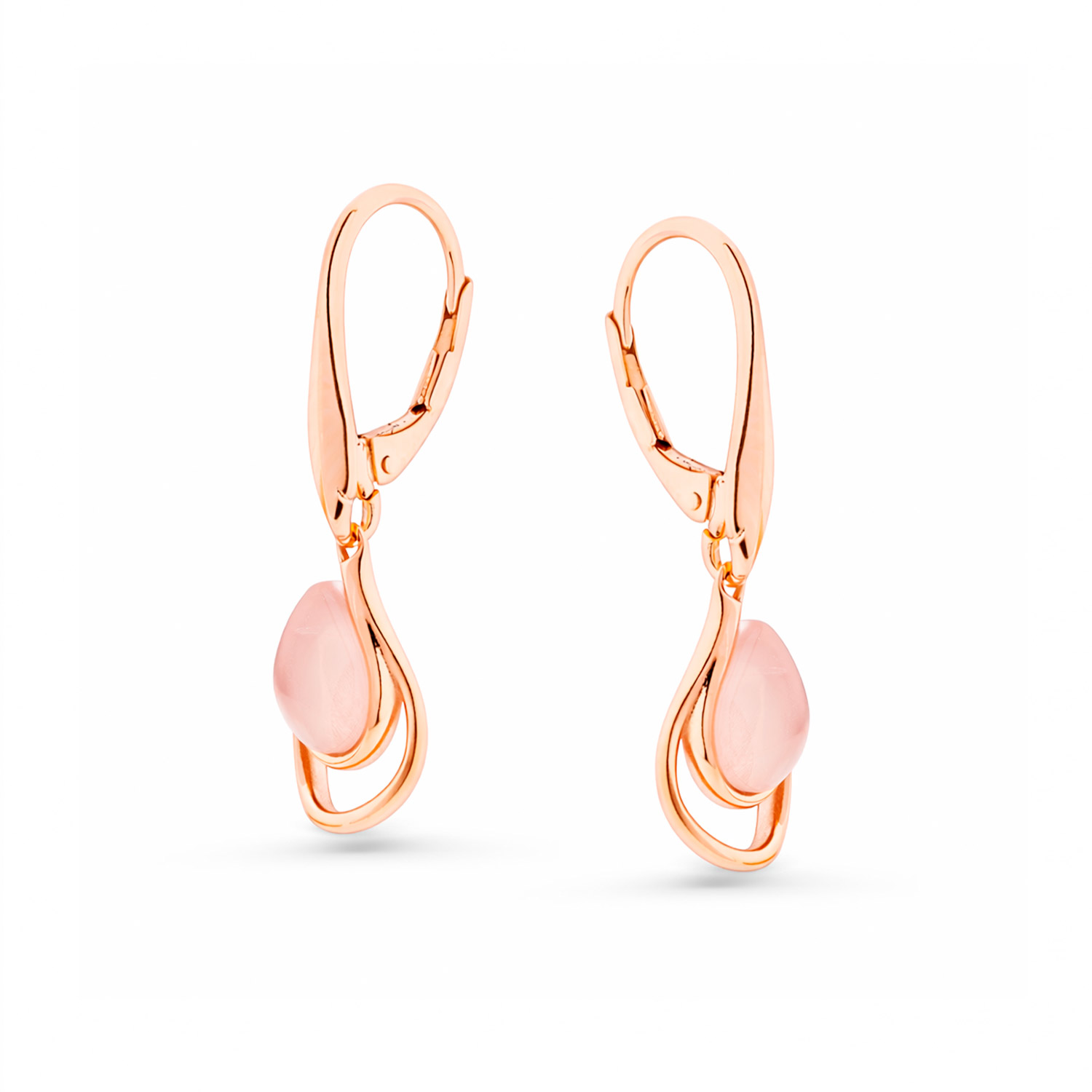 Ohrhänger aus 925 Silber mit rosa Quarz, rotverglodet