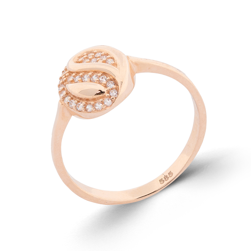 Damenring aus 585 Rotgold mit Zirkonia