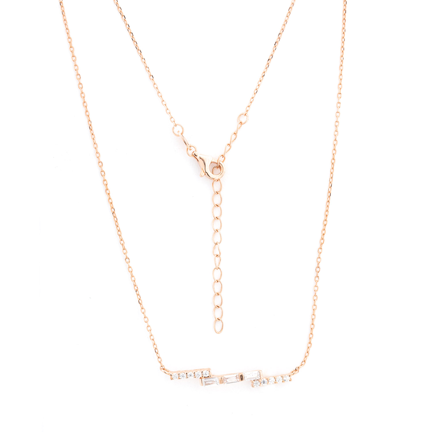 Collier aus vergoldetem 925 Silber mit drei Balken aus Zirkonia