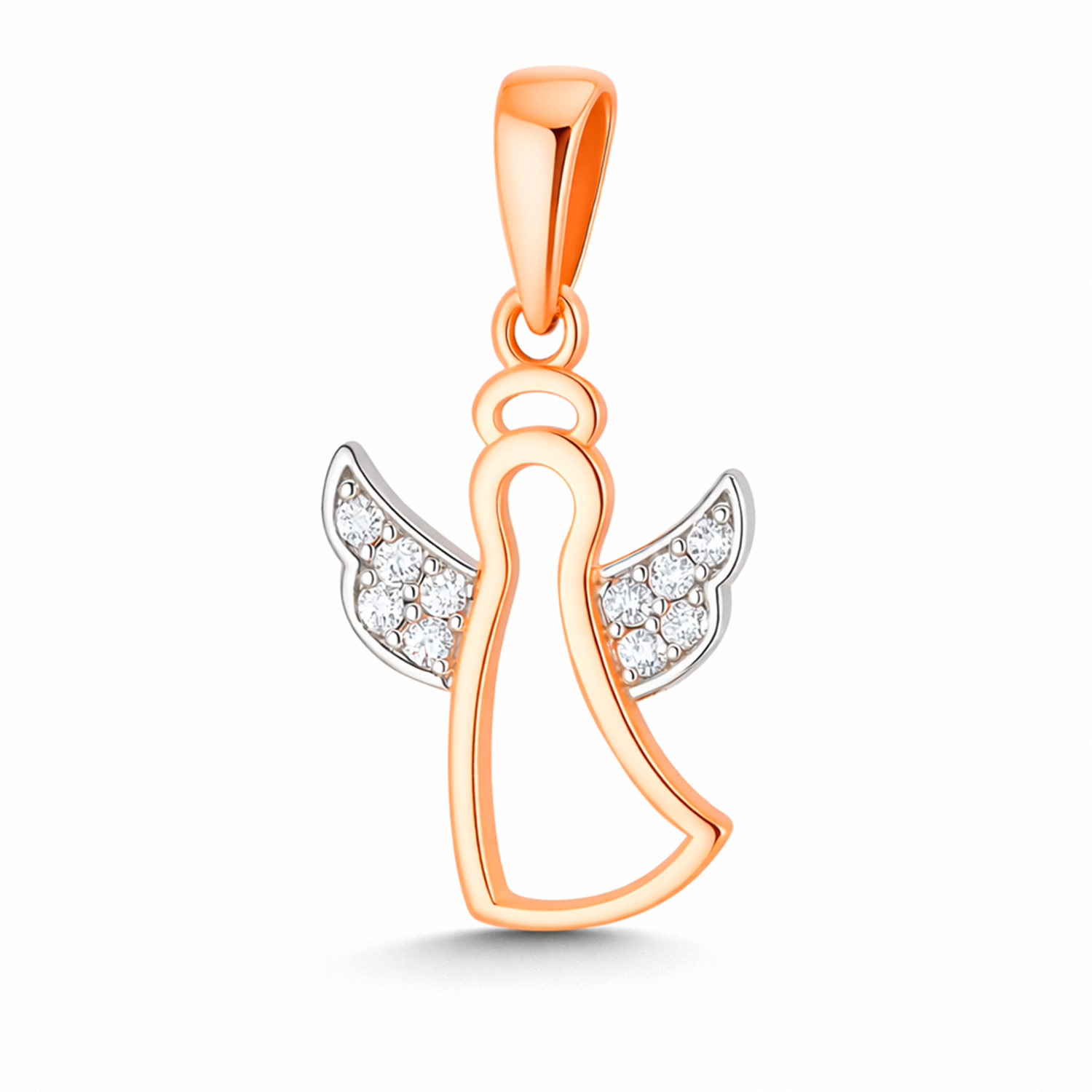 Anhänger Engel aus 585 Rotgold mit Zirkonia