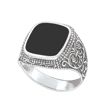 Ausdrucksstarker Herrenring, Silber 925, mit Onyx