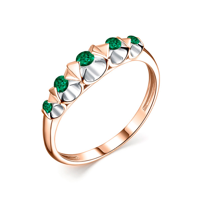 Exklusiver Damenring aus 585er Rotgold mit 5 natürlichen Smaragden (0,182 ct.) – Eleganter Schmuck in warmem Goldton