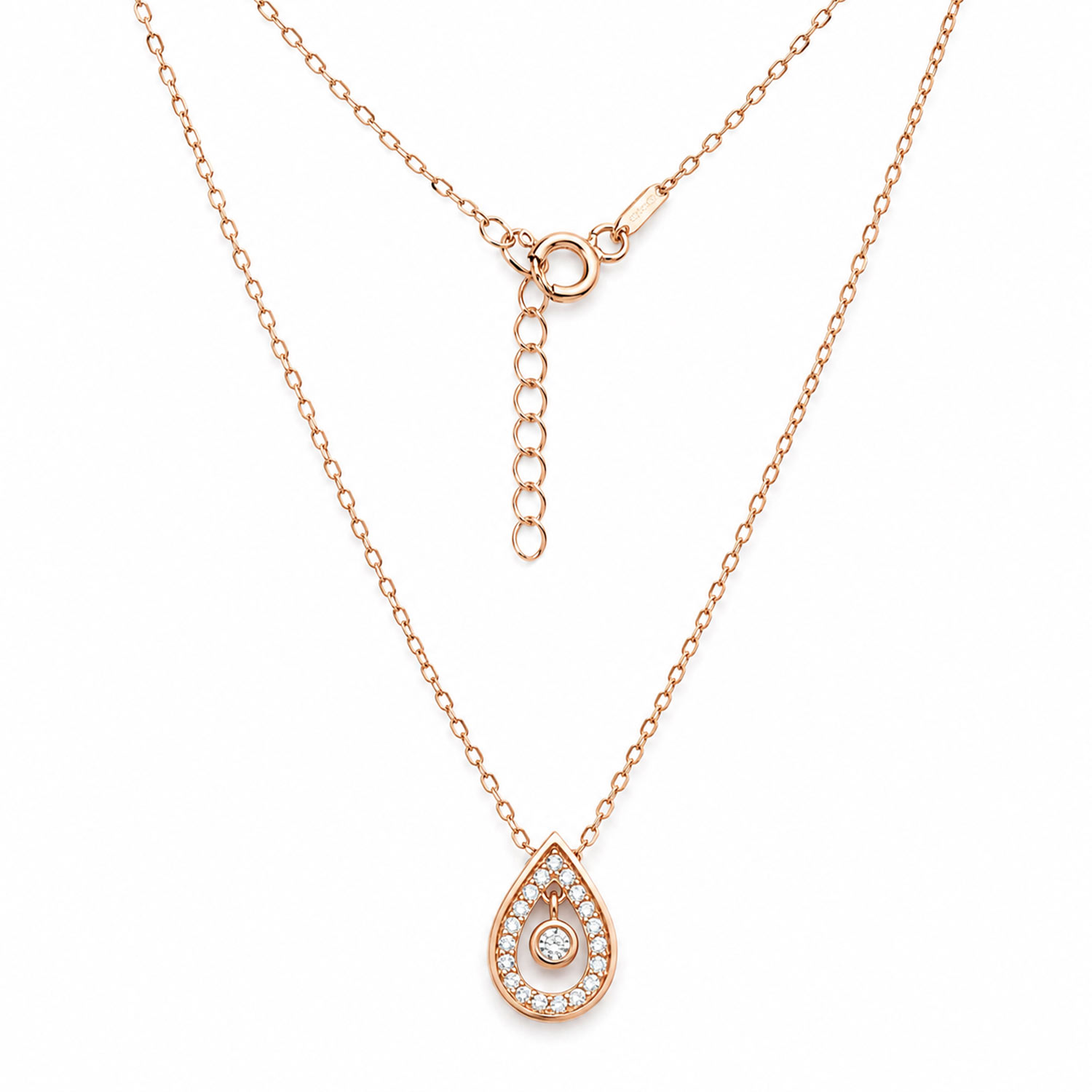 Collier aus 925 Silber mit einem Trofen-Anhänger mit Swarovski Zirkonia, vergoldet
