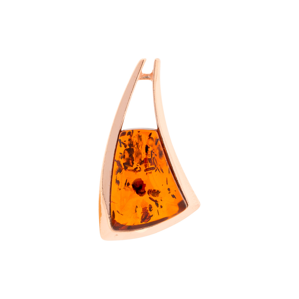 Anhänger aus 925 Silber mit Cognac-Bernstein, rosévergoldet