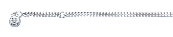 Fusskette Panzer aus 925 Silber mit einem Zirkonia, Kettenbreite 2.1 mm
