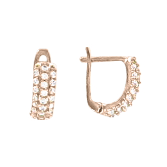 Charmante Ohrringe aus Rotgold 585, mit Zirkonia, Höhe ca. 9 mm, Gewicht ca. 1,5 g