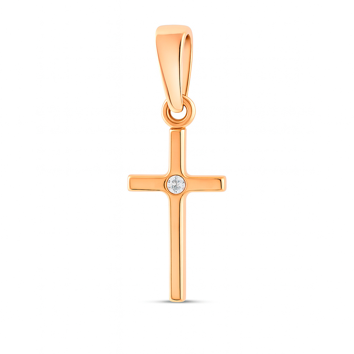 Kreuz-Anhänger aus 585 Rotgold mit einem Zirkonia