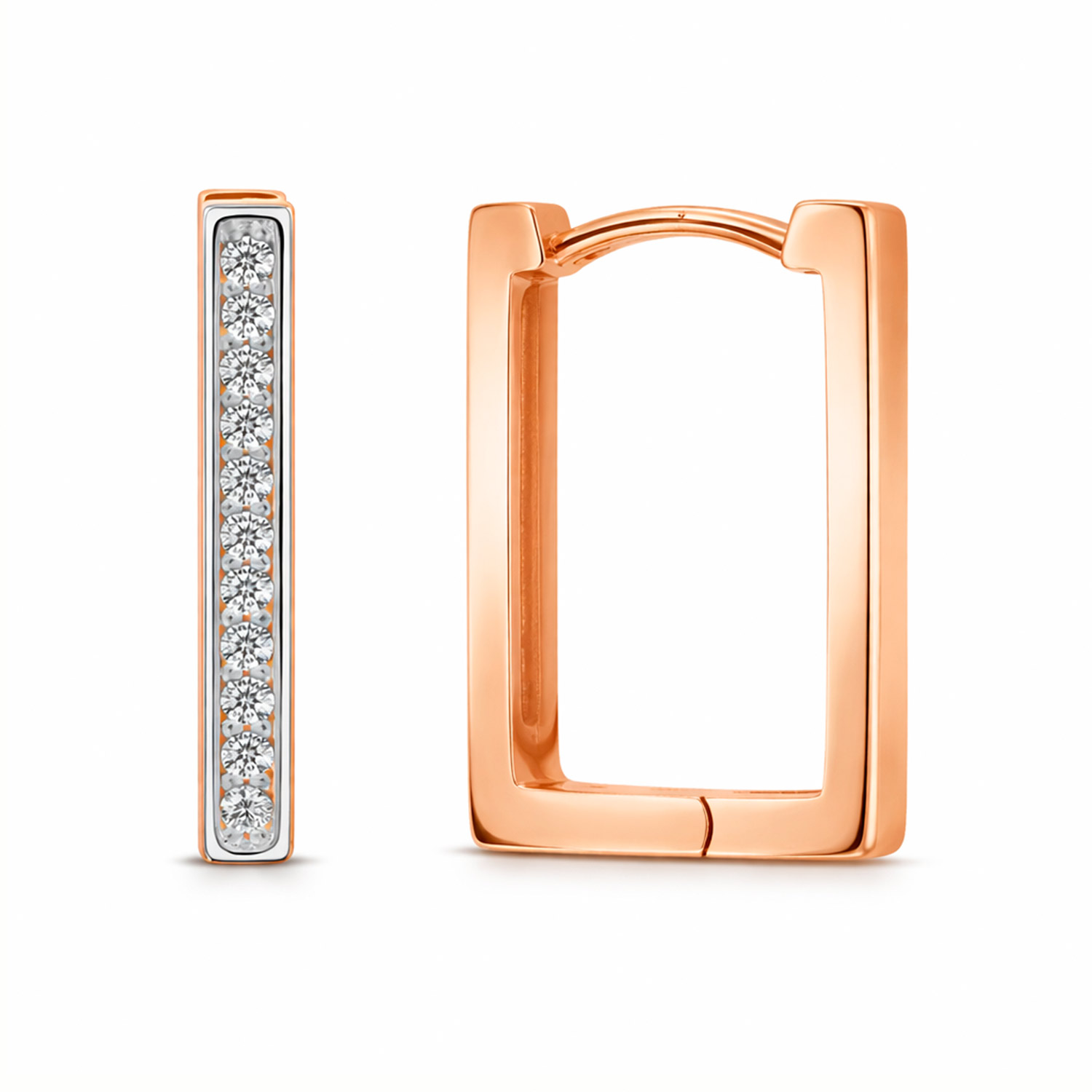 Ohrringe aus 585er Rotgold mit Zirkonia, Höhe ca. 18 mm