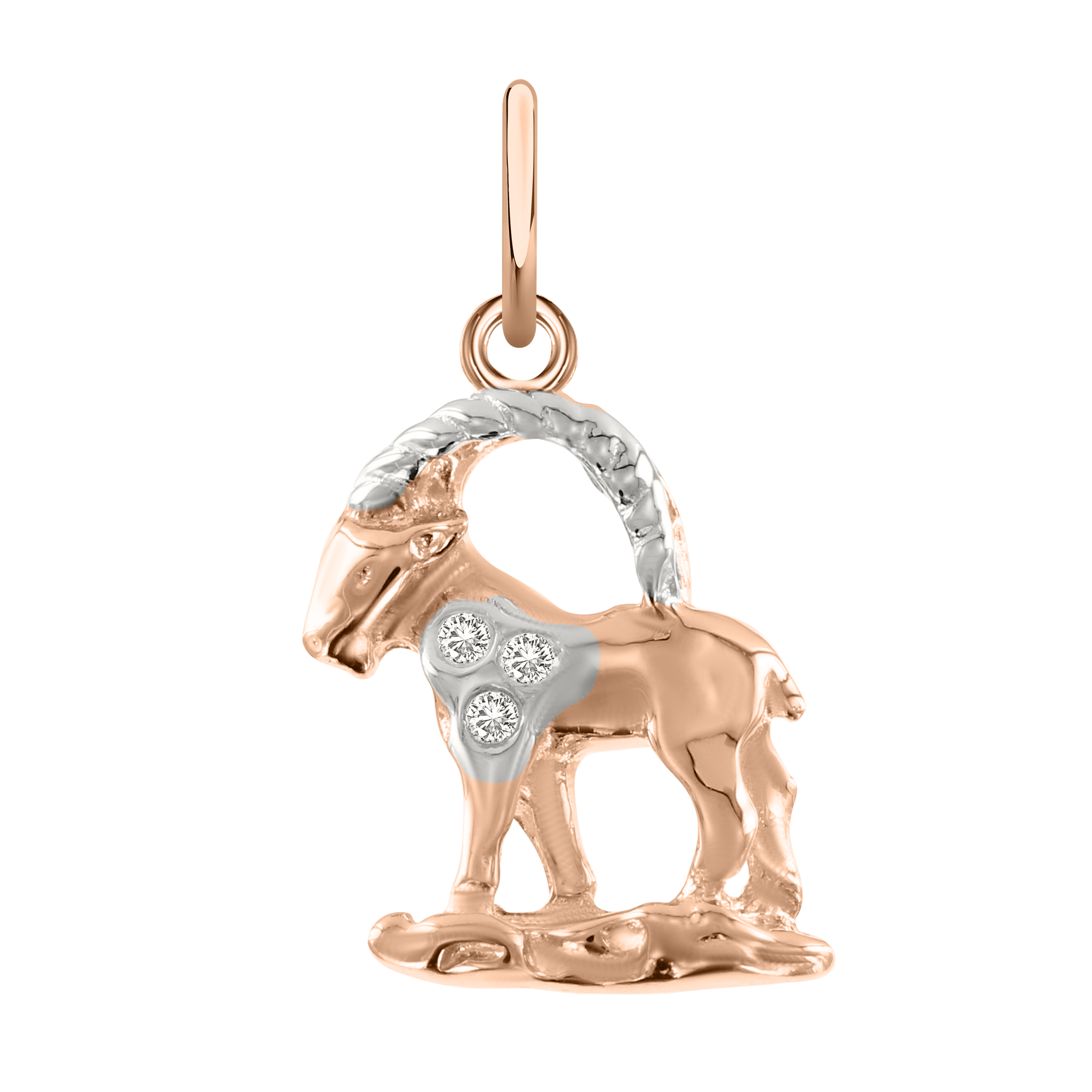 Anhänger "Steinbock" aus Rotgold 585, mit Zirkonia, Höhe ca. 24 mm