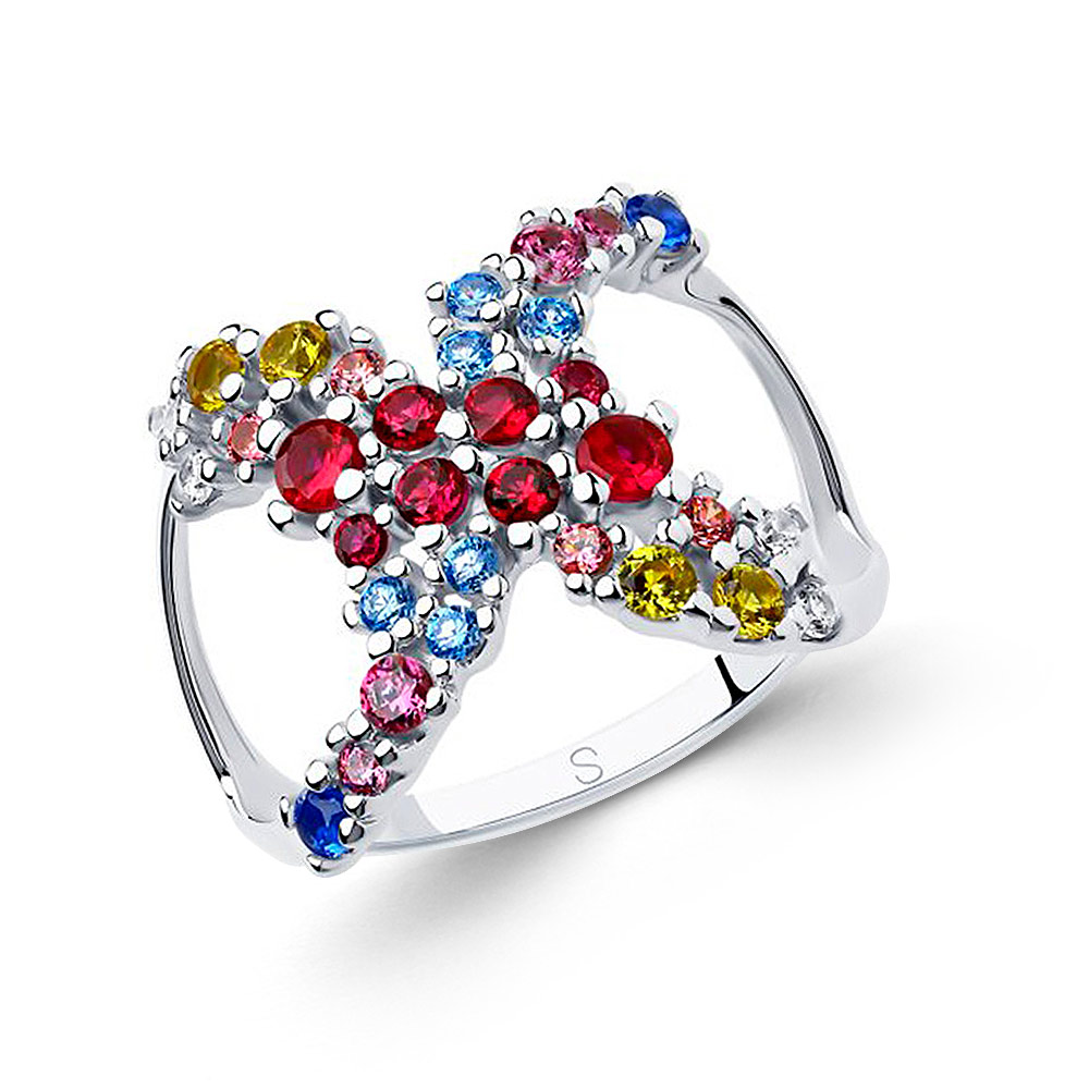 Sokolov Damenring aus 925 Silber mit Edelstein-Mix