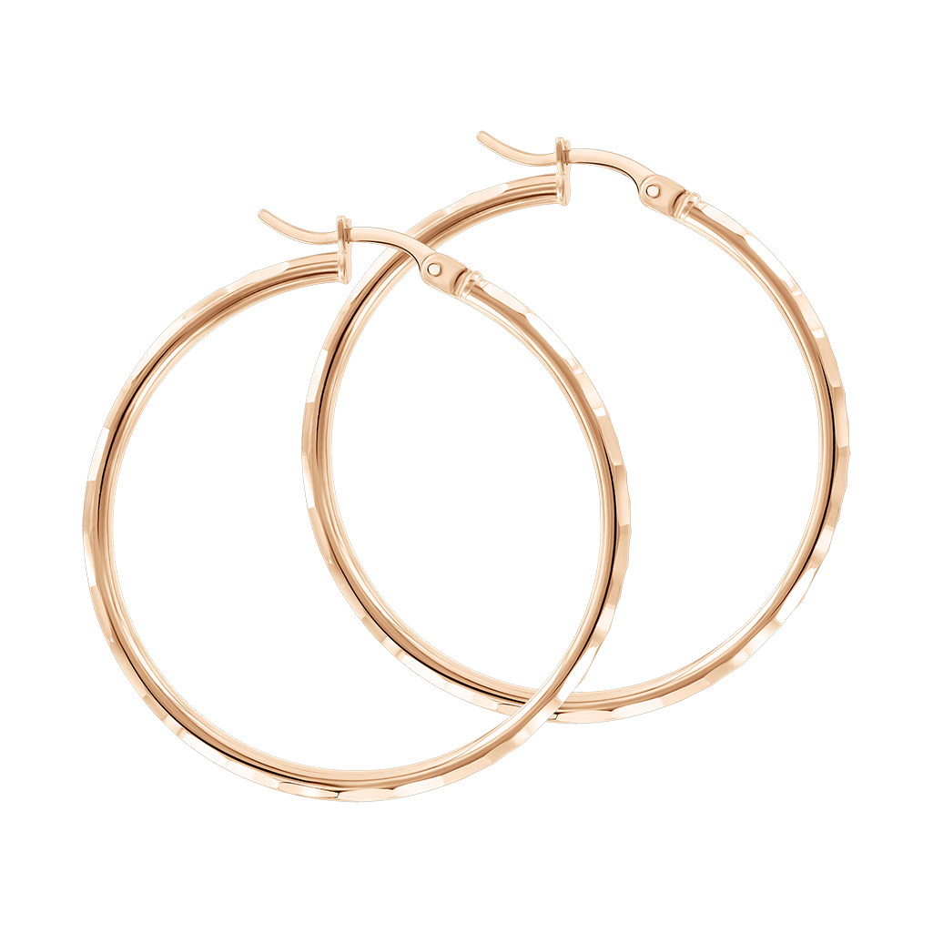 Klassische Creolen aus Rotgold 585, Durchmesser ca. 32 mm