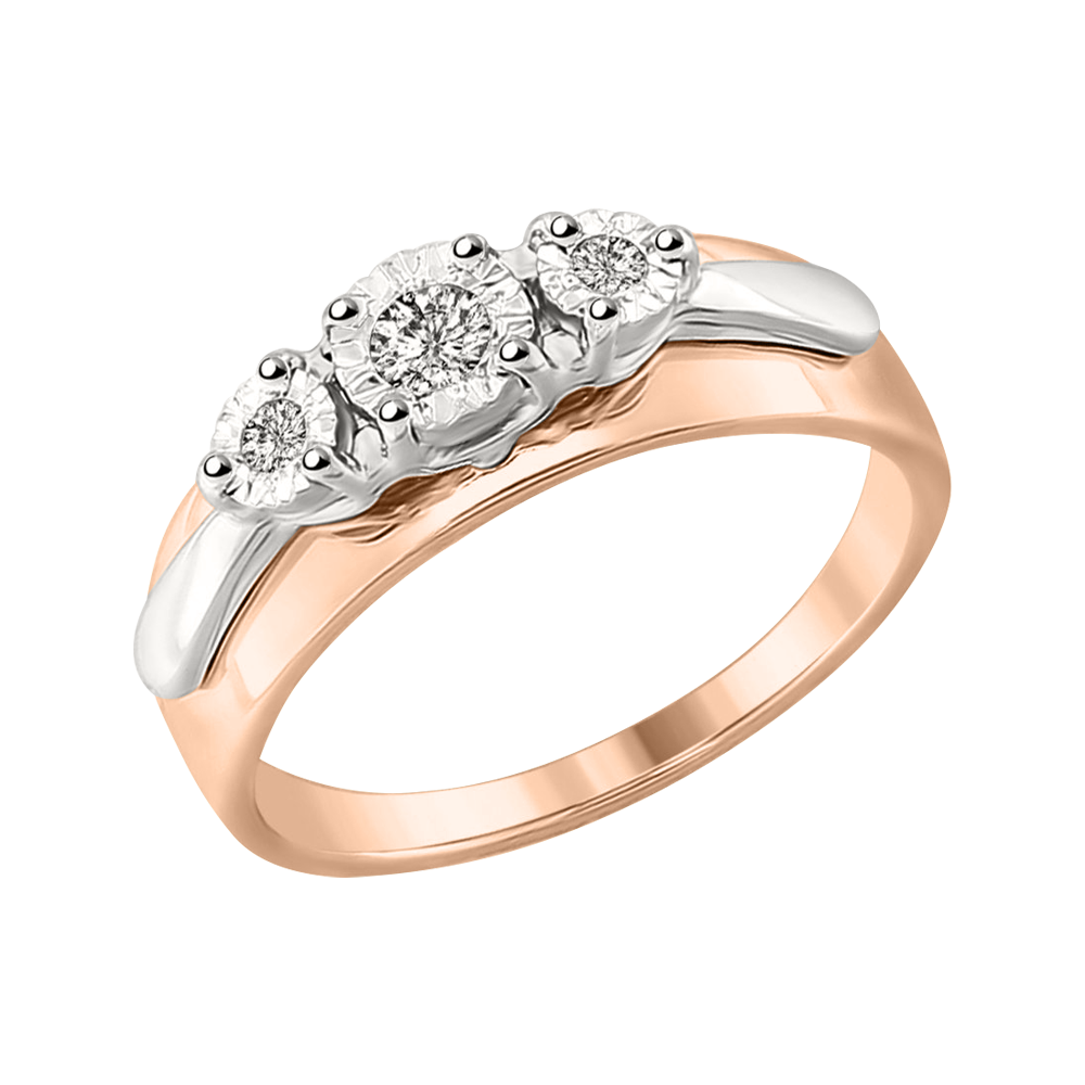 attraktiver Damenring aus 585er Rot-/Weißgold mit Brillanten 0,12 ct. WSI 