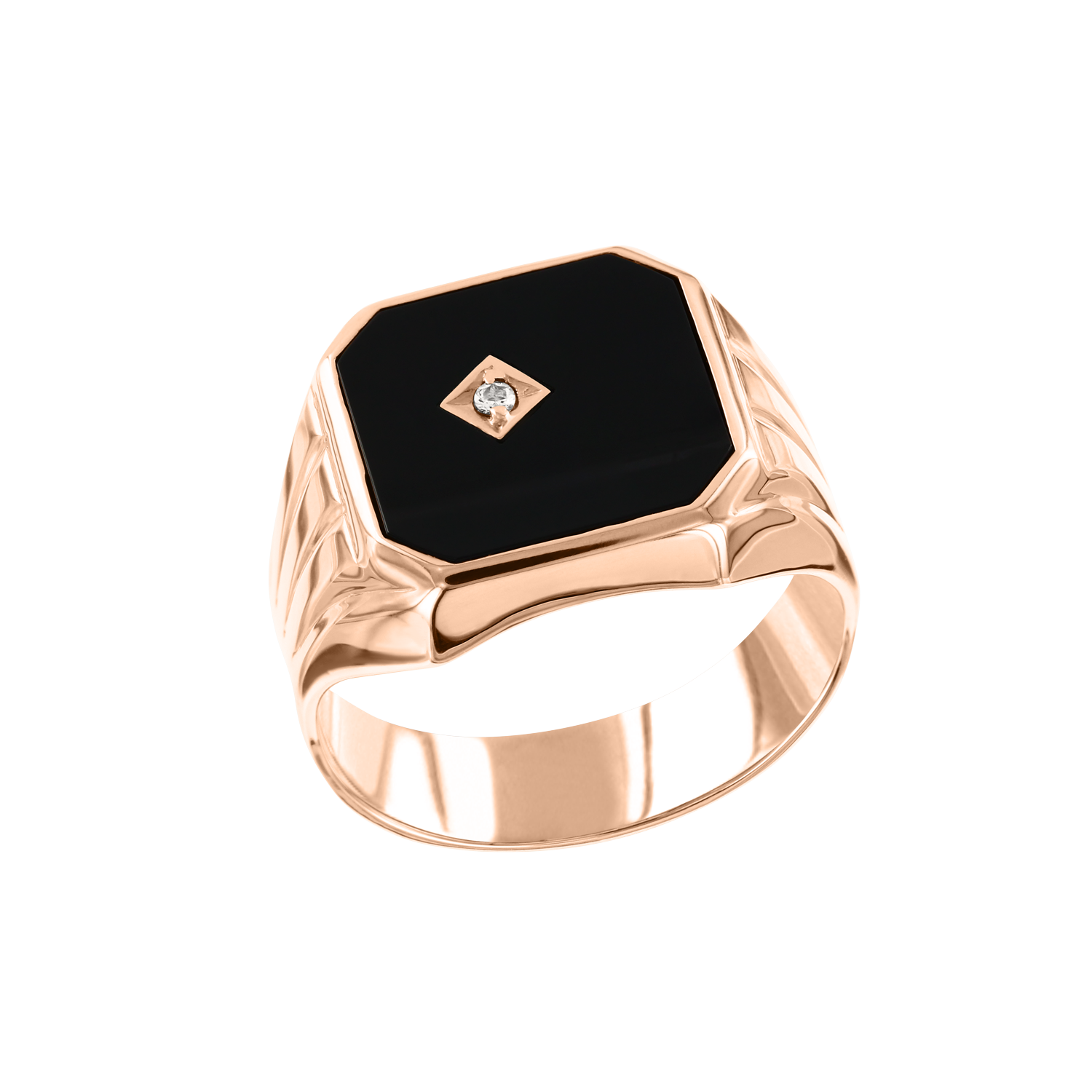 Herrenring aus Rotgold 585 mit Onyx und