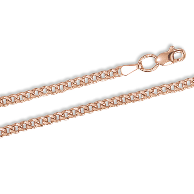 Elegante Kette aus 585er Rotgold, Flechten Panzer diam., Breite  ca. 2,5 mm, Gewicht in 45 cm ca. 4,2 g.