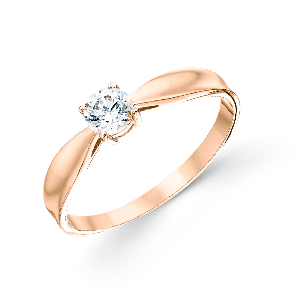 Attraktiver Damenring aus 585er Rotgold mit 1 Zirkonia - Durchmesser ca. 4 mm