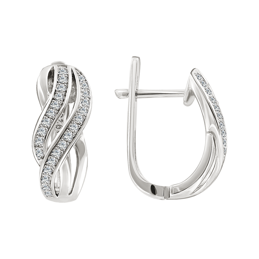 Anmutige Ohrringe, Silber 925, mit 50 Zirkonia, Höhe ca. 16 mm