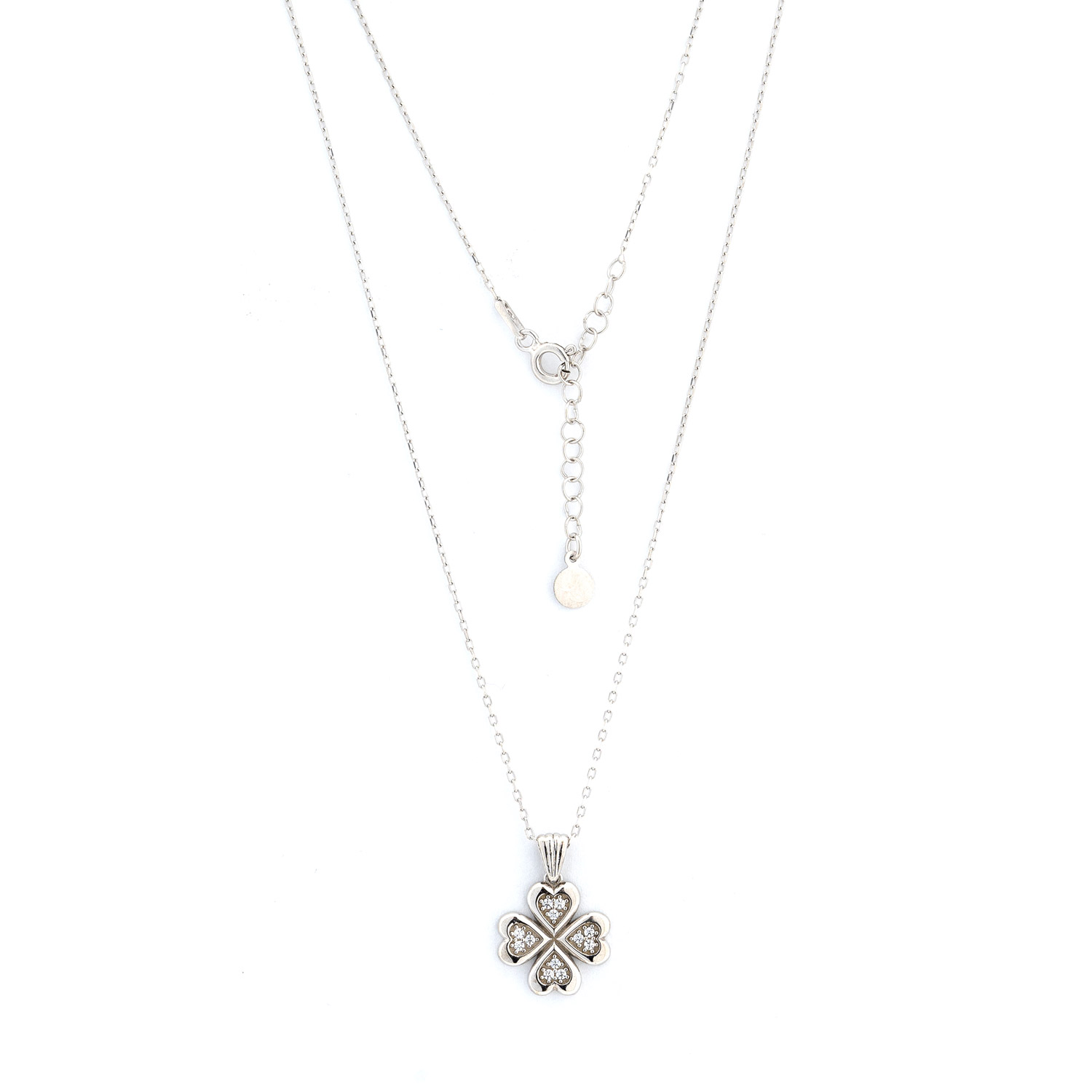 Collier aus 925 Silber mit einem Kleeblatt-Anhänger aus Swarovski Zirkonia