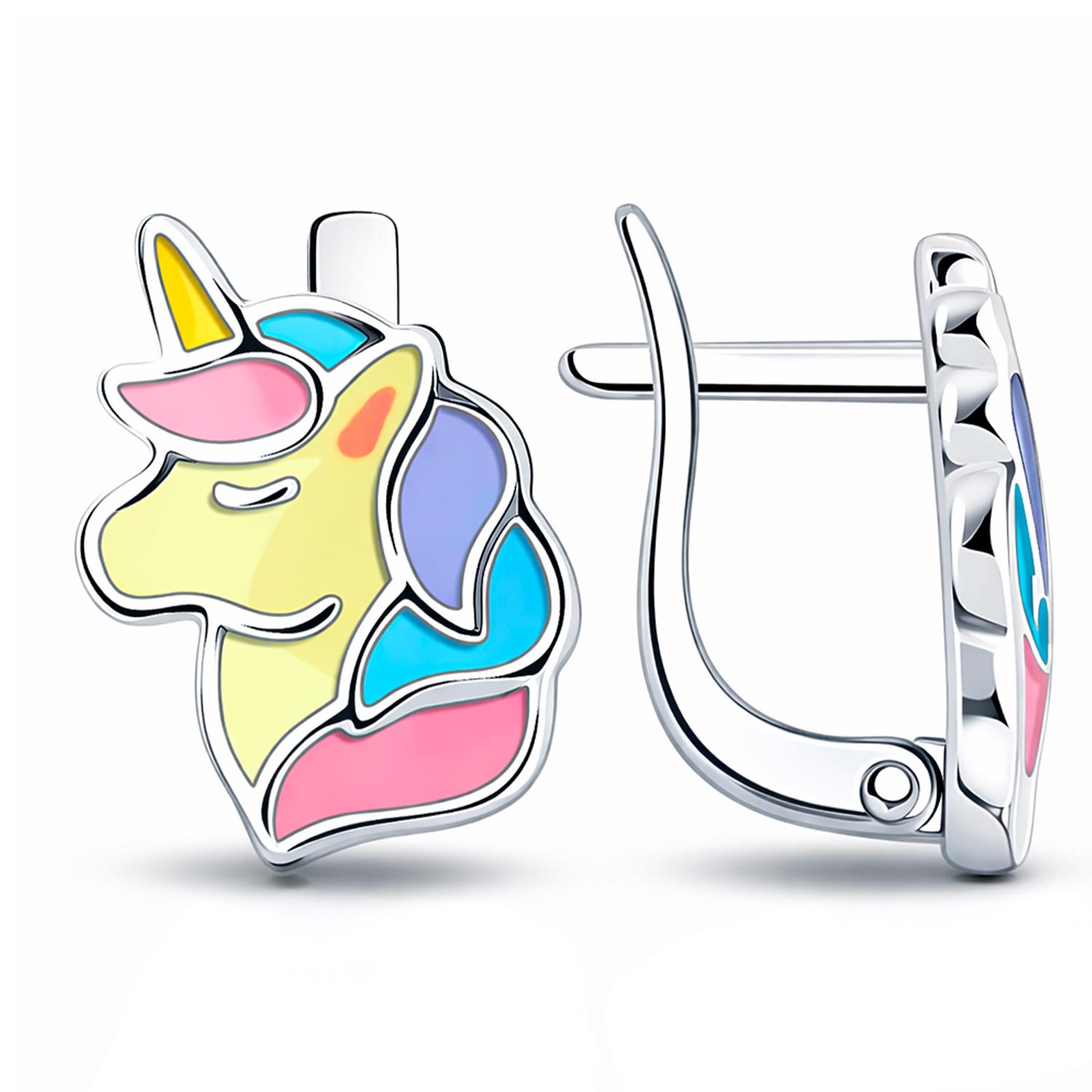 Sokolov Ohrringe aus 925 Silber Einhorn mit Emaille
