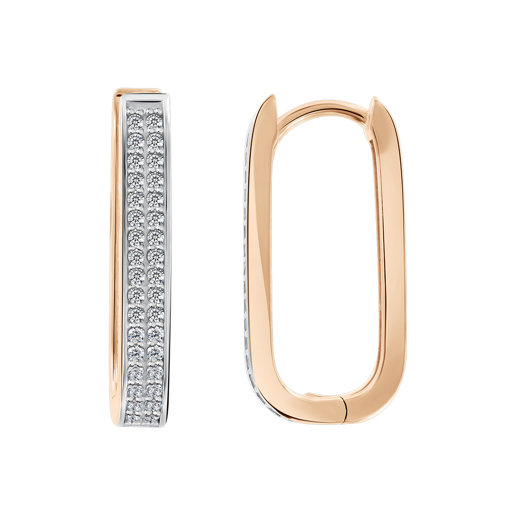 Elegante Ohrhänger aus 585 Rotgold mit Zirkonia, Höhe ca. 22 mm