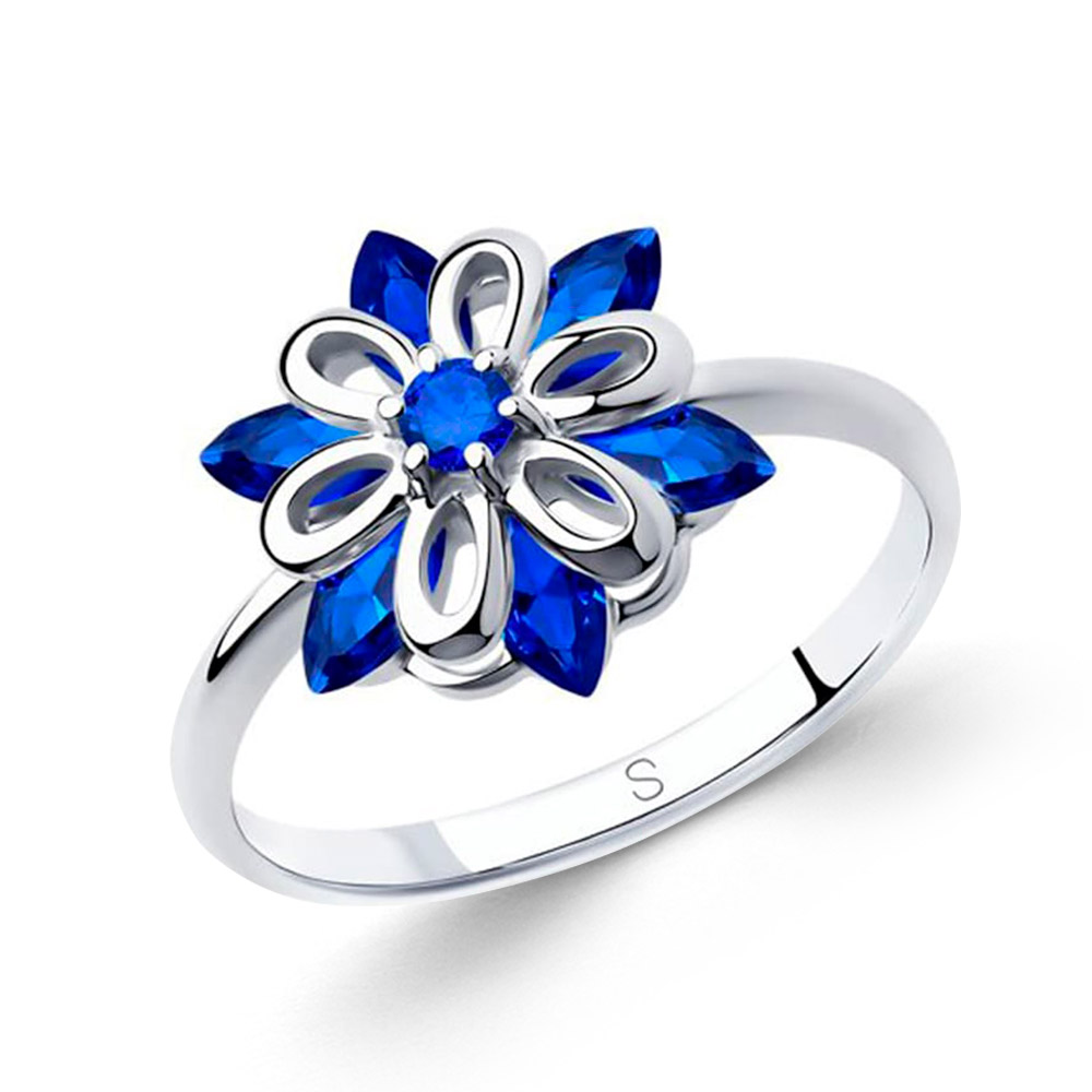 Sokolov Damenring aus 925 Silber mit blauen Zirkonia
