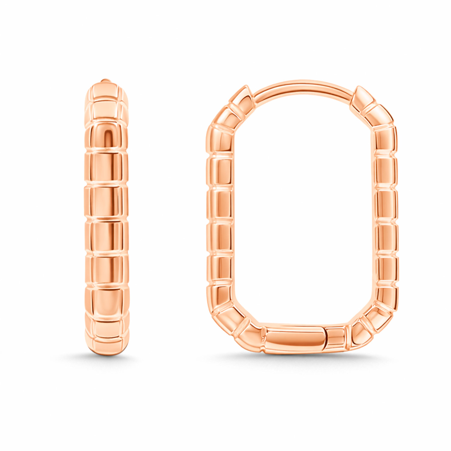 Ohrringe aus Rotgold 585 mit einem besonderen, strukturierten Design, Höhe ca. 17 mm