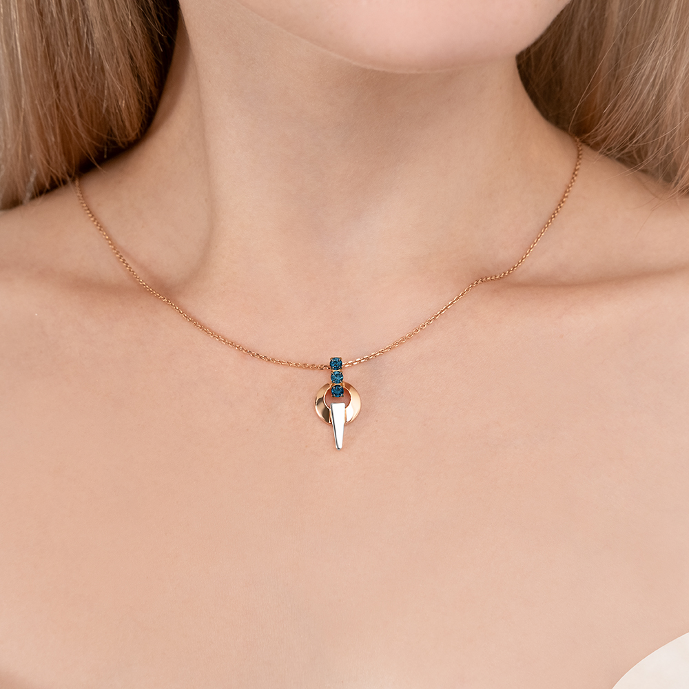 Anhänger aus 585 er Rot-/Weißgold mit Topasen, Höhe ca. 24 mm