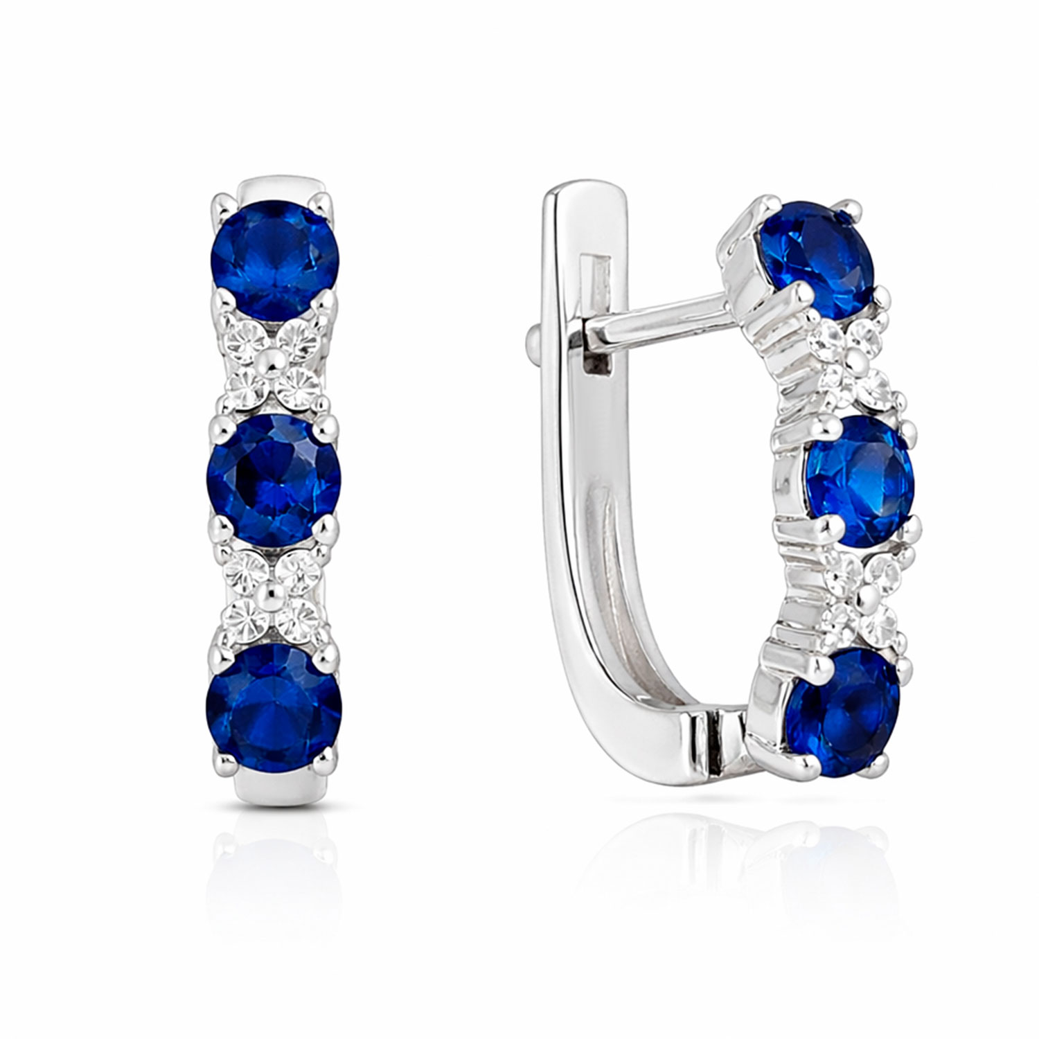Ohrringe aus 925 Silber mit farblosen und blauen Zirkonia