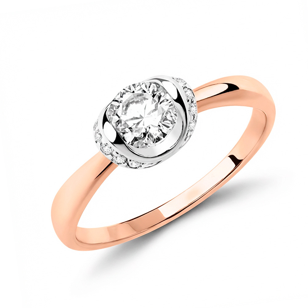 einnehmender Damenring, Rotgold 585, Zirkonia
