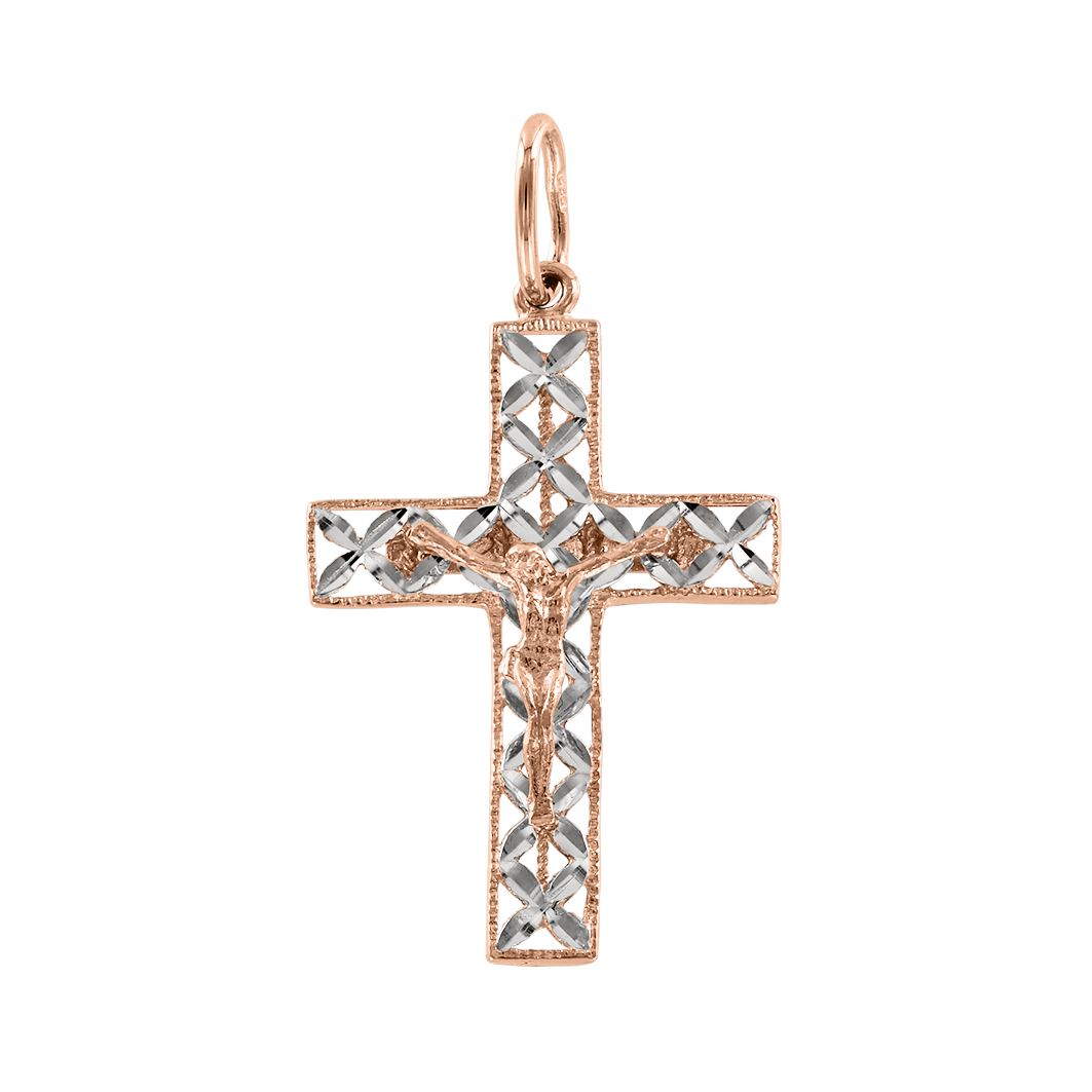 Anhänger – Kreuz, Rotgold 585, Höhe ca. 42 mm, Gravur , ca. 1,8 gr
