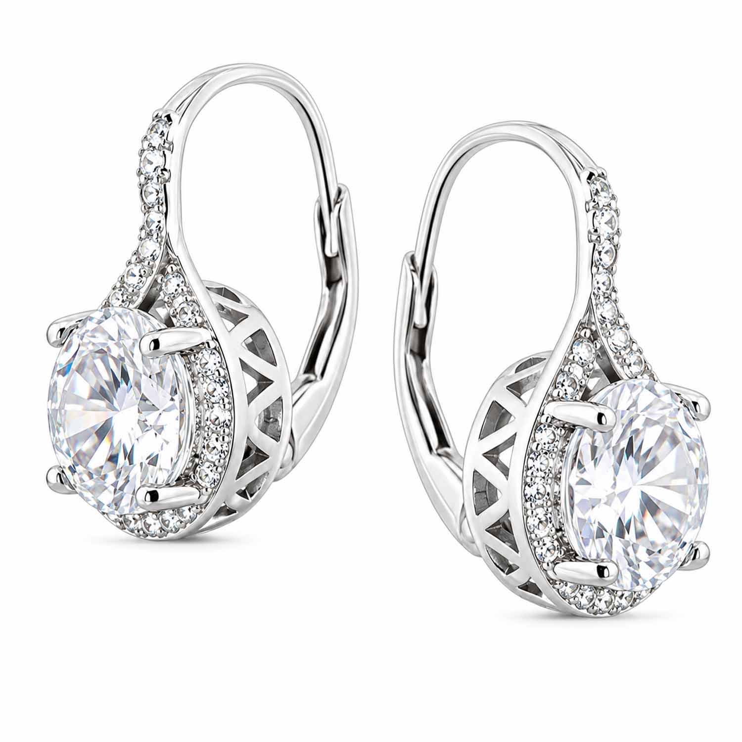 Runde Ohrringe aus 925 Silber mit farblosen Zirkonia