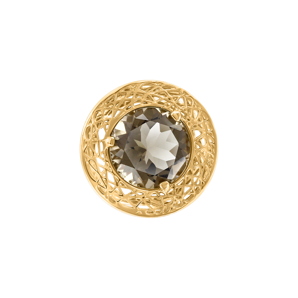 Anhänger, Gelbgold 585, mit Rauchtopas, Durchmesser ca. 15 mm